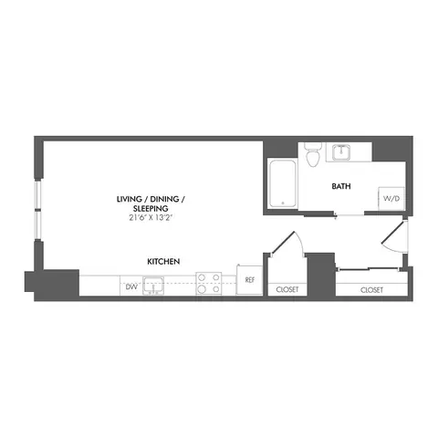 Floor plan SS1 - South Residence, Studio · 1 bath · 572 sf