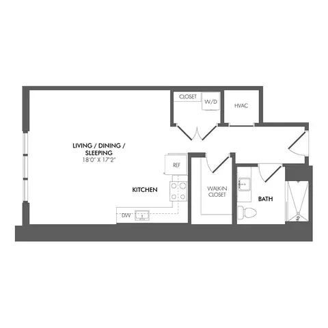 Floor plan SN1 - North Residence, Studio · 1 bath · 646 to 760 sf