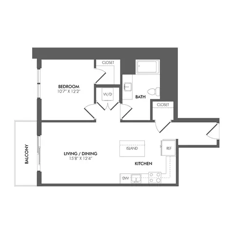 Floor plan AS3 - South Residence, 1 bed · 1 bath · 760 sf
