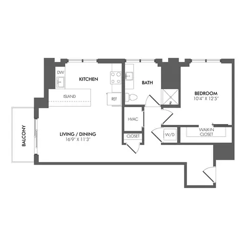 Floor plan AN1 - North Residence, 1 bed · 1 bath · 840 to 840 sf
