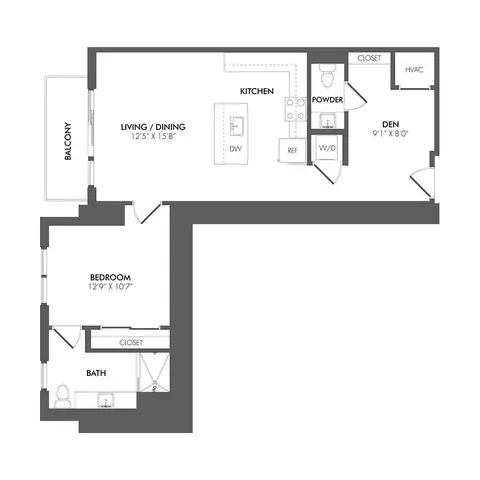 Floor plan AN4 - North Residence, 1 bed · 2 baths · 952 to 1,179 sf