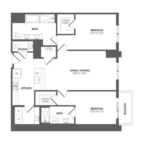 Floor plan BS5 - PH South Residence, 2 beds · 2 baths · 1,428 sf