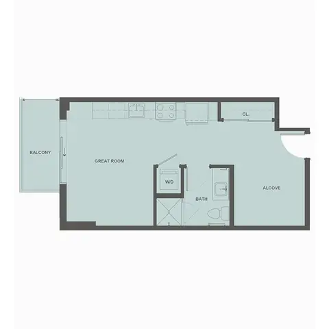 Floor plan S3, Studio · 1 bath · 492 sf