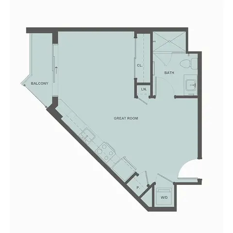 Floor plan S1, Studio · 1 bath · 505 sf