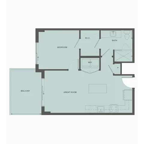 Floor plan A2, 1 bed · 1 bath · 650 sf
