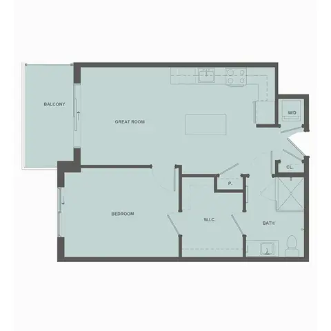 Floor plan A1a, 1 bed · 1 bath · 718 sf