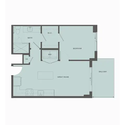 Floor plan A2A, 1 bed · 1 bath