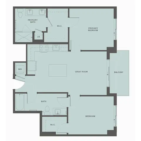 Floor plan B8, 2 beds · 2 baths · 1,035 sf