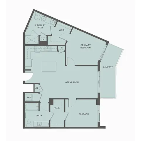 Floor plan B7, 2 beds · 2 baths · 1,069 sf