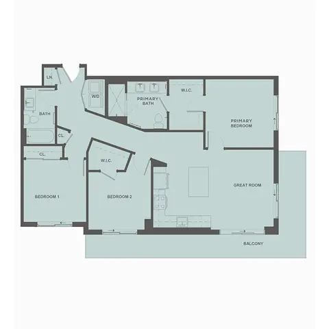 Floor plan C2, 3 beds · 2 baths · 1,255 sf