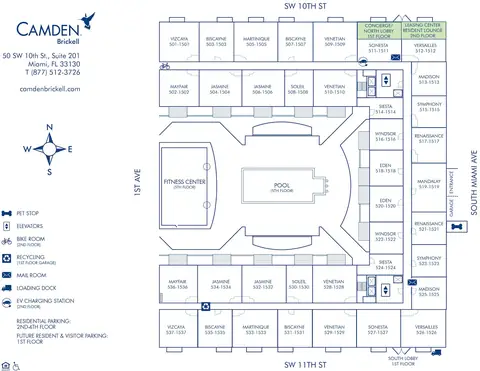 Site plan of Camden Brickell, as published on camdenliving.com