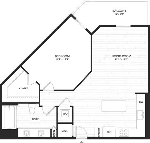 Floor plan A2, 1 bed · 1 bath · 762 sf