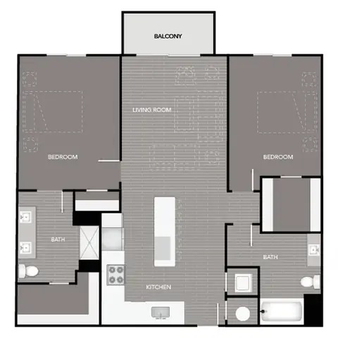 Floor plan B4, 2 beds · 2 baths · 1,154 sf
