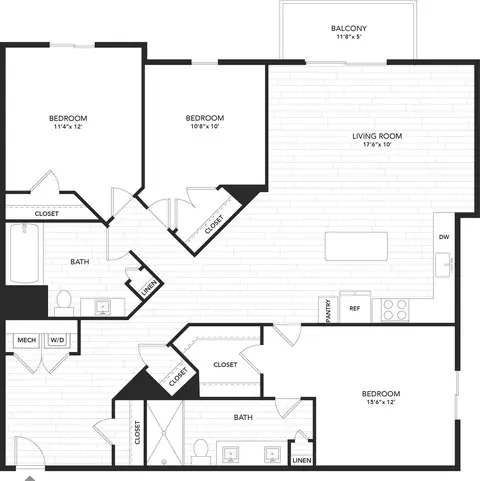 Floor plan C1, 3 beds · 2 baths · 1,446 to 1,446 sf