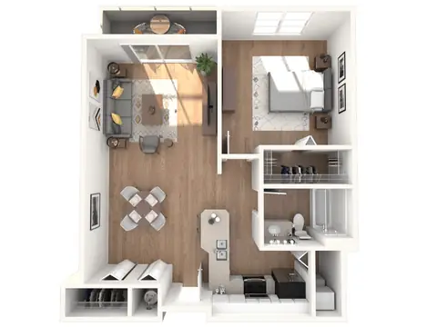 Floor plan 1D10, 1 bed · 1 bath · 872 sf