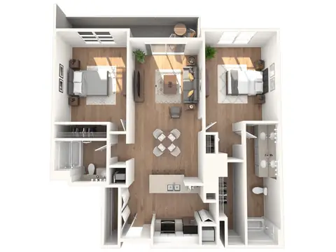Floor plan 2A20, 2 beds · 2 baths · 1,106 sf