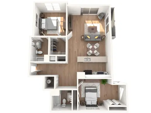 Floor plan 2C20, 2 beds · 2 baths · 1,187 sf