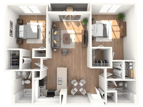 Floor plan 2B20, 2 beds · 2 baths · 1,238 sf