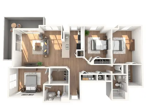 Floor plan 3A30, 3 beds · 2 baths · 1,644 sf