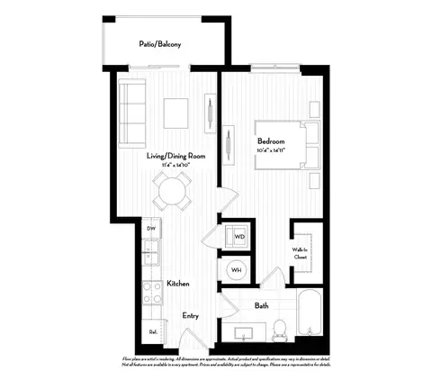 Floor plan A1.6, 1 bed · 1 bath