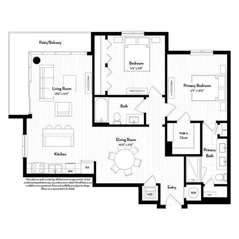 Floor plan B5, 2 beds · 2 baths