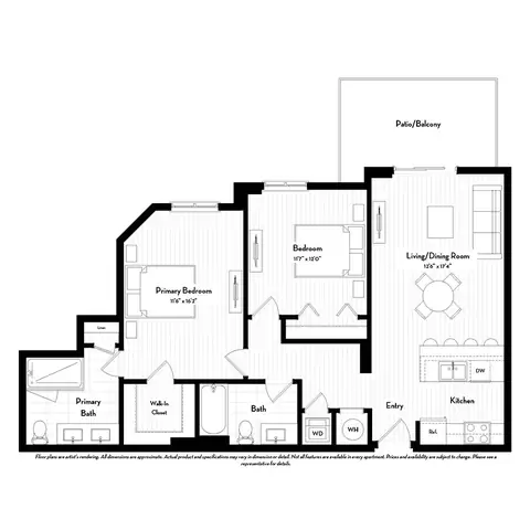 Floor plan B6, 2 beds · 2 baths
