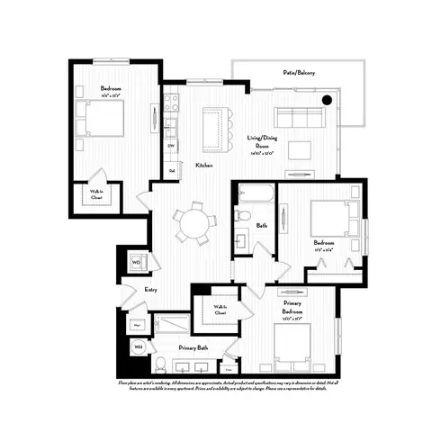 Floor plan C1, 3 beds · 2 baths