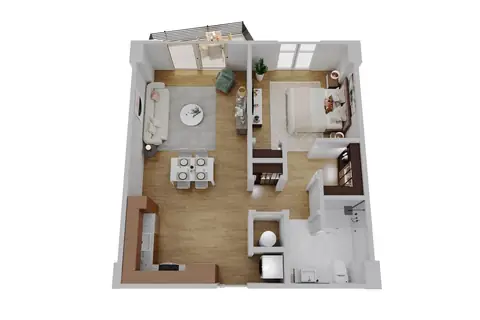 Floor plan A2, 1 bed · 1 bath · 780 sf
