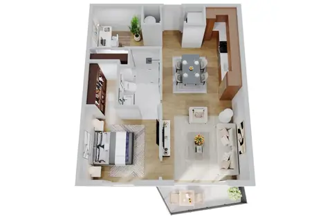 Floor plan A4, 1 bed · 1 bath · 849 sf