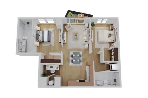 Floor plan B3, 2 beds · 2 baths · 1,080 sf