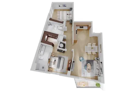 Floor plan B7, 2 beds · 2 baths · 1,214 sf