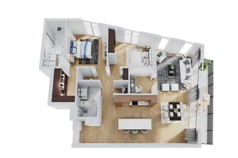 Floor plan B8, 2 beds · 2.5 baths · 1,285 sf