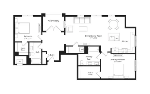 Floor plan N, 2 beds · 2 baths · 1,335 sf