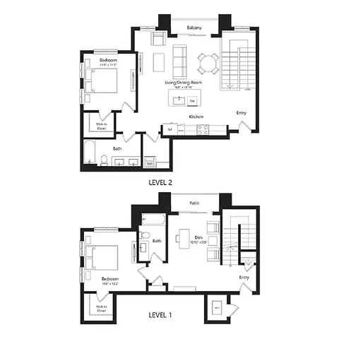 Floor plan V TH, 2 beds · 2 baths
