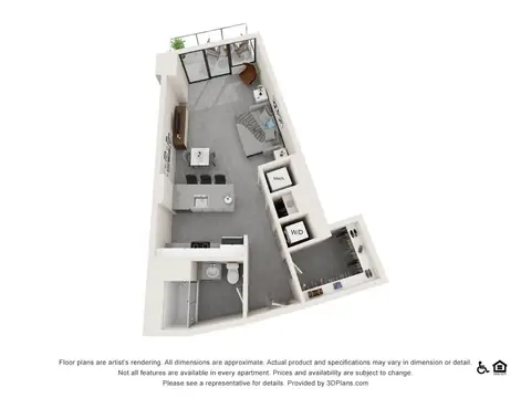 Floor plan Studio C, Studio · 1 bath · 629 sf