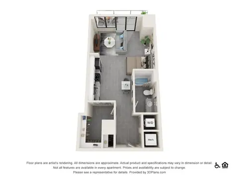 Floor plan Studio D, Studio · 1 bath · 632 sf