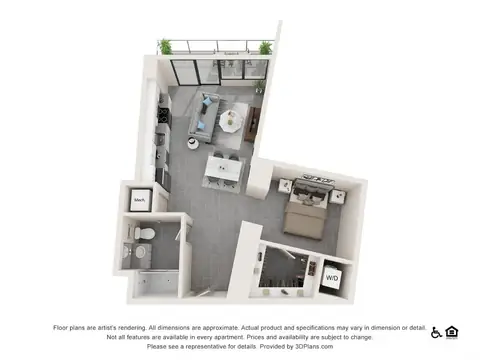 Floor plan Studio E, Studio · 1 bath