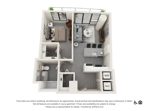 Floor plan One Bedroom F, 1 bed · 1 bath · 775 sf