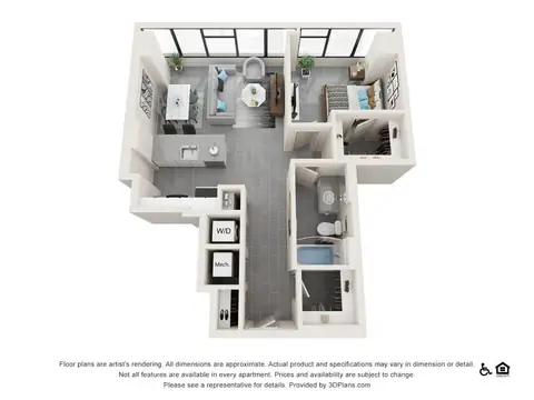 Floor plan One Bedroom A, 1 bed · 1 bath
