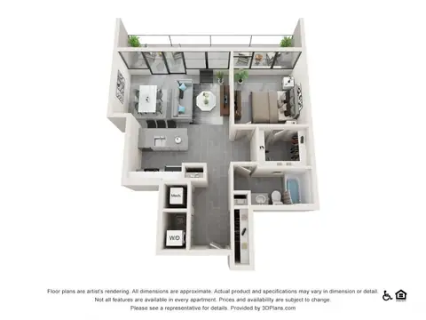Floor plan One Bedroom I, 1 bed · 1 bath