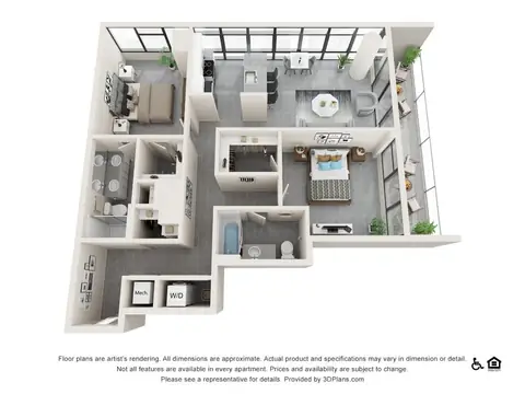Floor plan Two Bedroom E, 2 beds · 2 baths