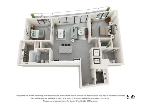 Floor plan Two Bedroom G, 2 beds · 2 baths