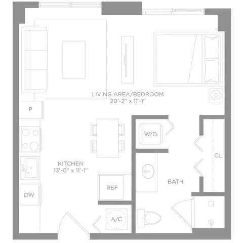 Floor plan DOWNLOAD FLOOR PLAN, Studio · 1 bath · 473 sf