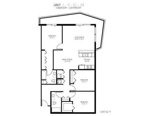 Floor plan Units 1, 2, 21, 22