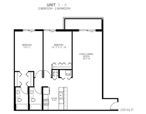 Floor plan Units 5, 6