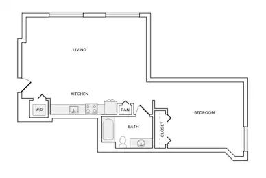 Floor plan A5, 1 bed · 1 bath · 657 sf