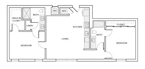 Floor plan B3, 2 beds · 2 baths · 1,058 sf