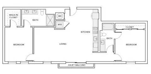 Floor plan B10, 2 beds · 2 baths · 1,155 sf