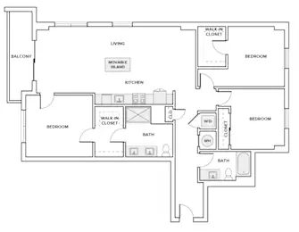 Floor plan C2, 3 beds · 2 baths · 1,480 sf