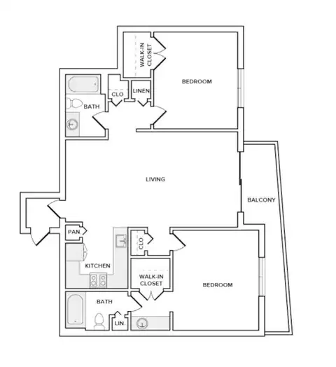 Floor plan A black and white of a house .